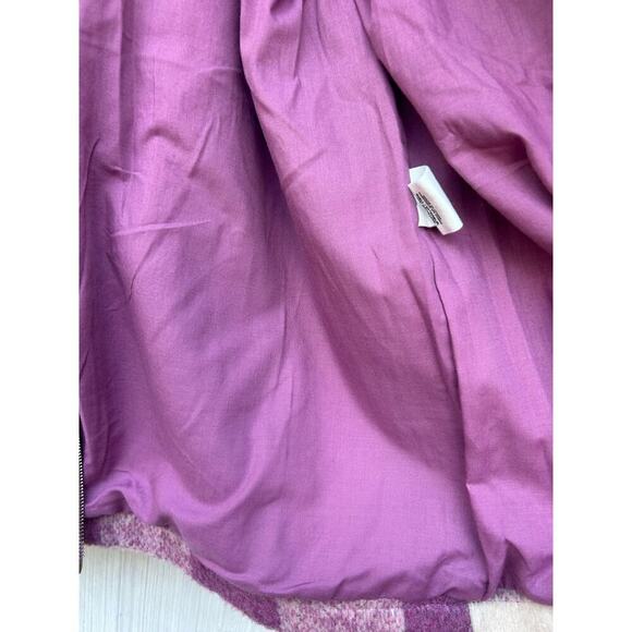 NWT Avec Les Filles Purple Plaid Zip Front Cropped Shacket Soft Cozy Size M - Picture 5 of 9